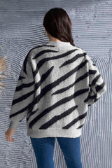 Animal Element Round Neck Dropped Shoulder Sweater - Trendsi
