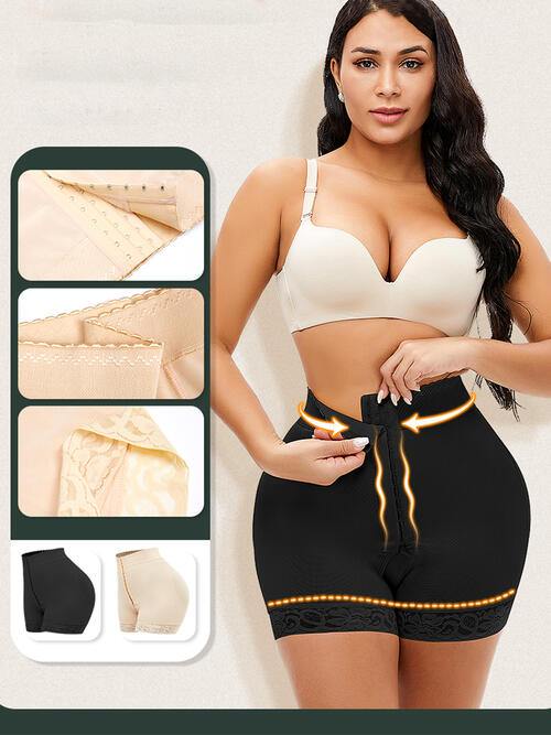 Full Size Lace Detail Hook-and-Eye Shaping Shorts - Trendsi