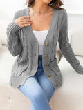 Button Down Cable-Knit Cardigan - Trendsi - Flyclothing LLC