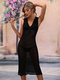 Openwork Johnny Collar Cover Up Dress - Trendsi