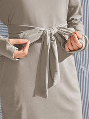 Tie-Waist Turtleneck Long Sleeve Dress - Flyclothing LLC