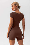 Square Neck Cap Sleeve Active Romper - Trendsi - Flyclothing LLC