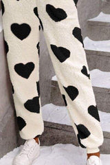 Fuzzy Heart Zip Up Hooded Lounge Jumpsuit - Trendsi - Flyclothing LLC