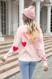 Heart Round Neck Droppped Shoulder Sweater - Trendsi - Flyclothing LLC
