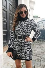 Heathered Turtleneck Mini Sweater Dress - Trendsi - Flyclothing LLC