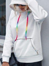 Contrast Stitching Drawstring Raglan Sleeve Hoodie - Trendsi - Flyclothing LLC