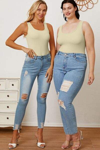 Basic Bae Full Size Square Neck Sleeveless Bodysuit - Trendsi - Flyclothing LLC