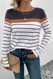 Striped Round Neck Long Sleeve T-Shirt - Trendsi - Flyclothing LLC