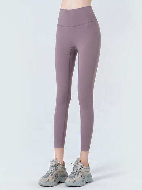 Wide Waistband Cropped Sports Leggings - Trendsi - Flyclothing LLC