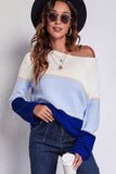 Color Block Horizontal Ribbing Sweater - Trendsi - Flyclothing LLC