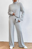 Mock Neck Dropped Shoulder Top and Pants Set - Trendsi