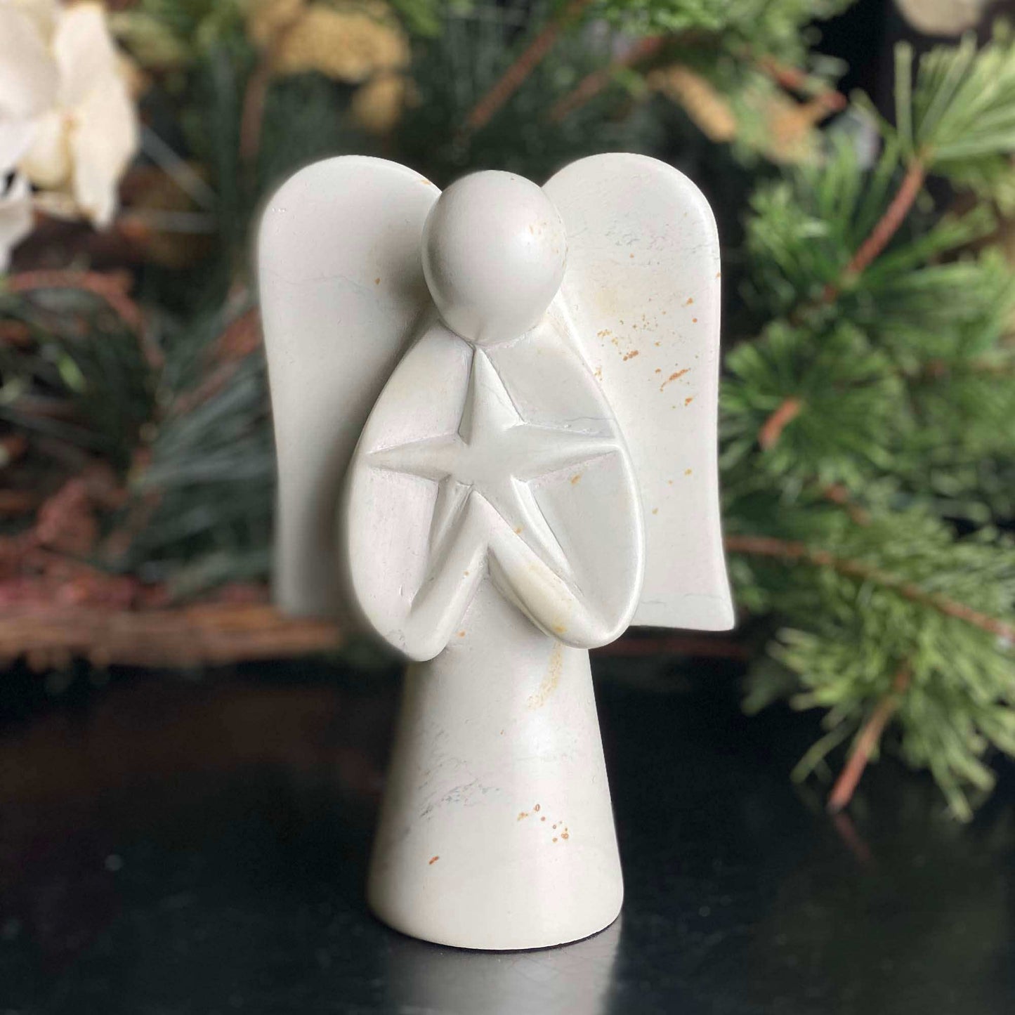 Angel Soapstone Sculpture Holding Star - SMOLArt - Flyclothing LLC
