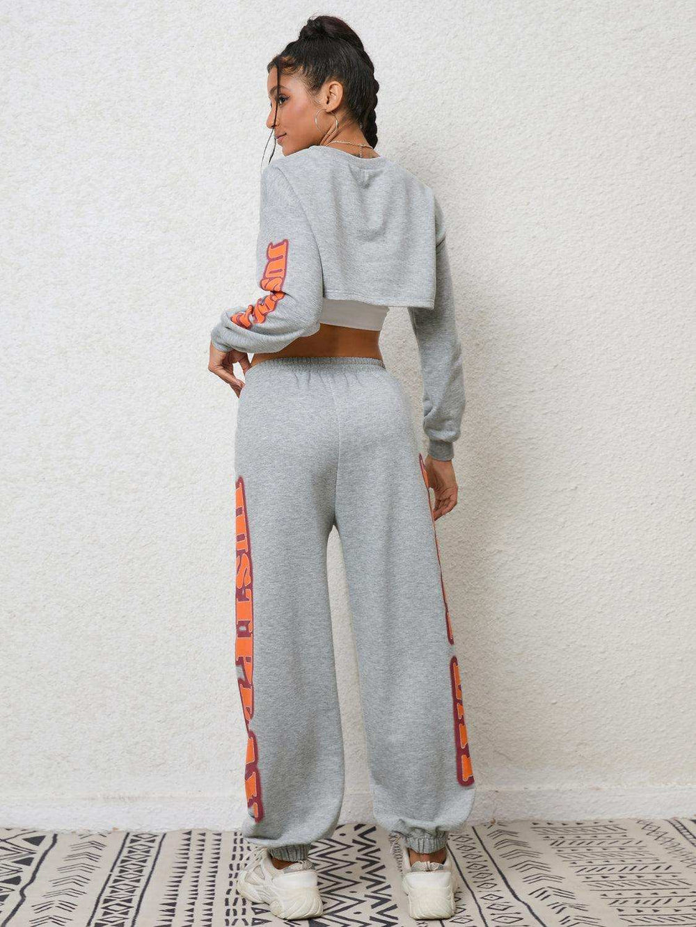 Cropped Sweatshirt and Sweatpants Set - Trendsi - Flyclothing LLC