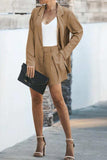 Longline Blazer and Shorts Set with Pockets - Trendsi - Flyclothing LLC