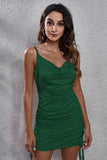 Ruched Cowl Neck Spaghetti Strap Dress - Trendsi - Flyclothing LLC