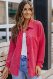 Waffle-knit Collared Neck Dropped Shoulder Shirt - Trendsi - Flyclothing LLC