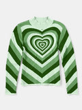 Heart Mock Neck Long Sleeve Sweater - Trendsi