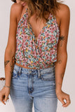 Floral Surplice Neck Top - Trendsi