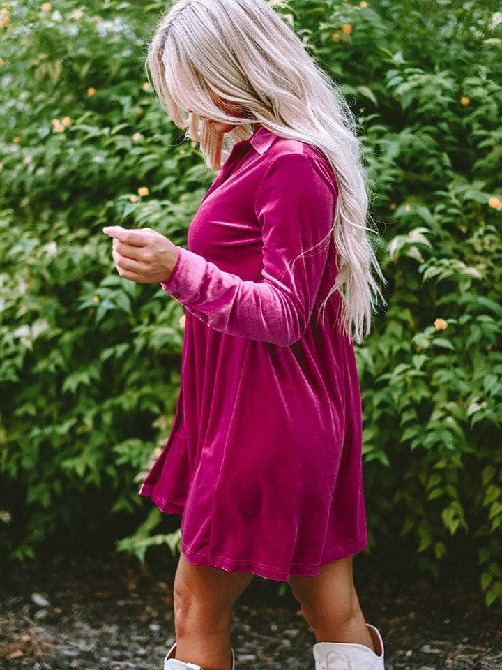 Collared Neck Buttoned Mini Dress - Trendsi - Flyclothing LLC