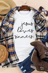 Letter Graphic Round Neck Short Sleeve T-Shirt - Trendsi - Flyclothing LLC