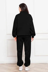 Half Zip Long Sleeve Sweatshirt and Pants Set - Trendsi - Flyclothing LLC