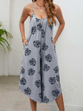 Botanical Print Spaghetti Strap Scoop Neck Jumpsuit - Trendsi - Flyclothing LLC