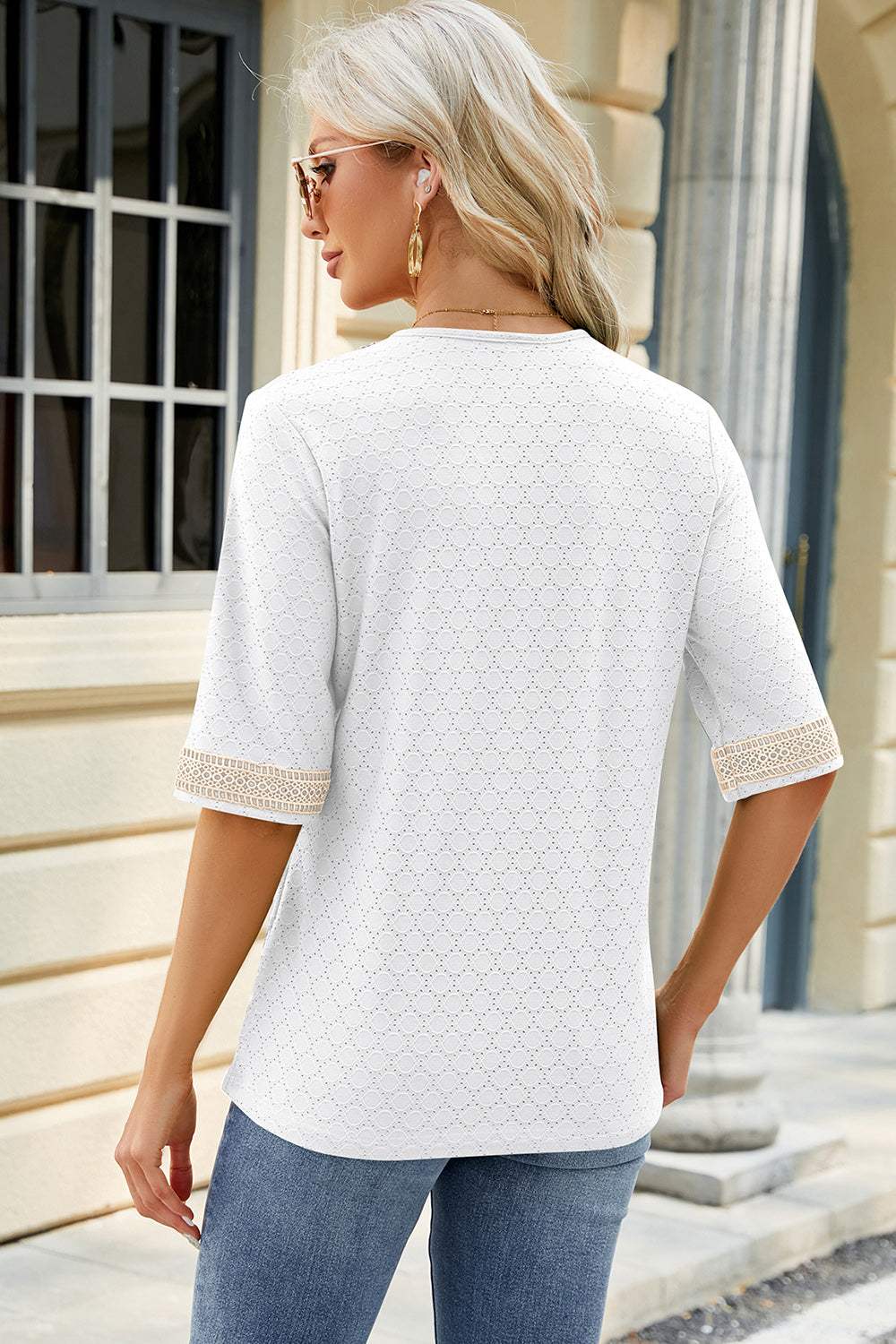 V-Neck Half Sleeve T-Shirt - Trendsi - Flyclothing LLC
