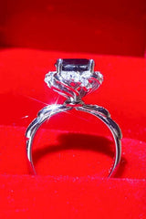 2 Carat Black Moissanite Floral Ring - Trendsi