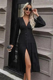 Tiered Ruched Button Up Midi Dress - Trendsi