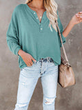 Buttoned Drop Shoulder Top - Trendsi - Flyclothing LLC