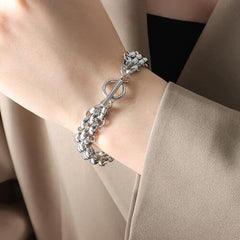 Gold-Plated Toggle Clasp Bracelet - Trendsi