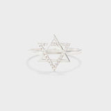 925 Sterling Silver Inlaid Zircon Hexagram Ring - Trendsi