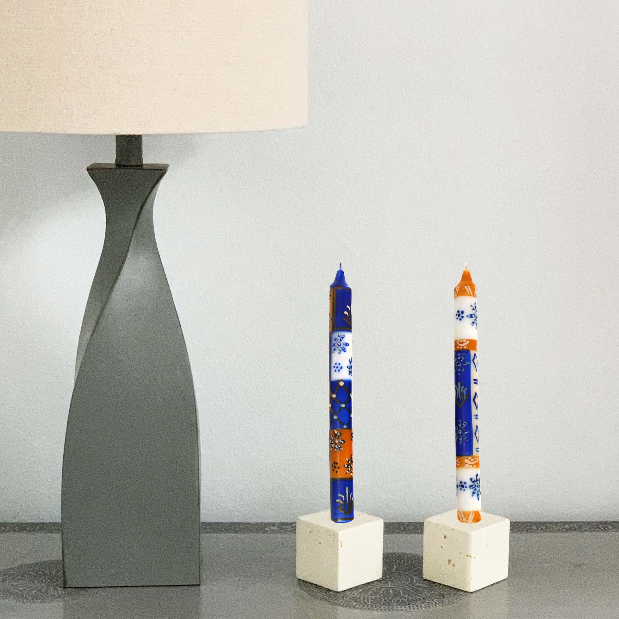 Tall Hand Painted Candles - Pair - Durra Design - Nobunto - Flyclothing LLC