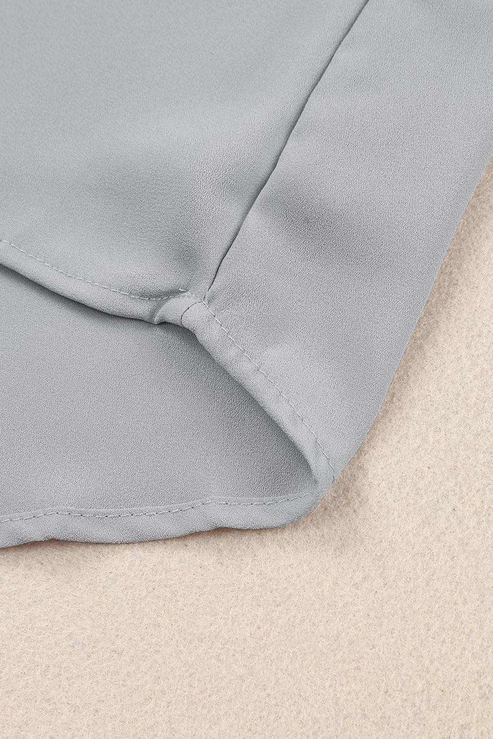 Gathered Detail Notched Neck Flutter Sleeve Top - Trendsi - Flyclothing LLC