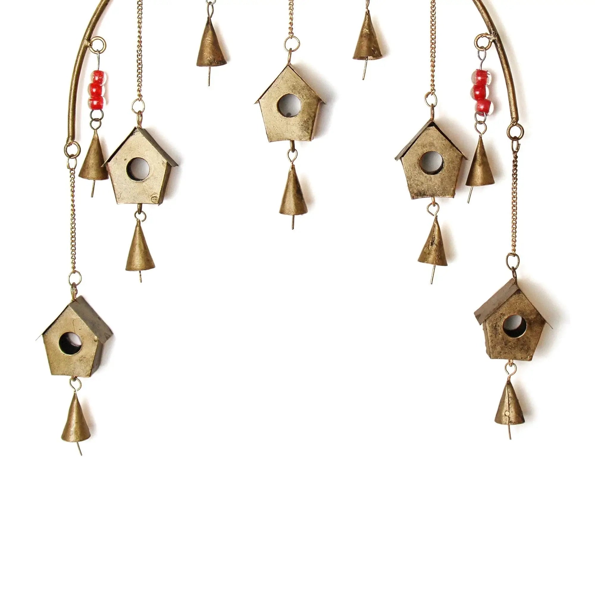Handcrafted Bird Chime, Recycled Iron and Glass Beads - Asha Handicrafts - Flyclothing LLC