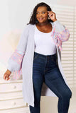Woven Right Fringe Sleeve Dropped Shoulder Cardigan - Trendsi - Flyclothing LLC