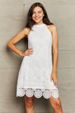 Lace Round Neck Sleeveless Dress - Trendsi