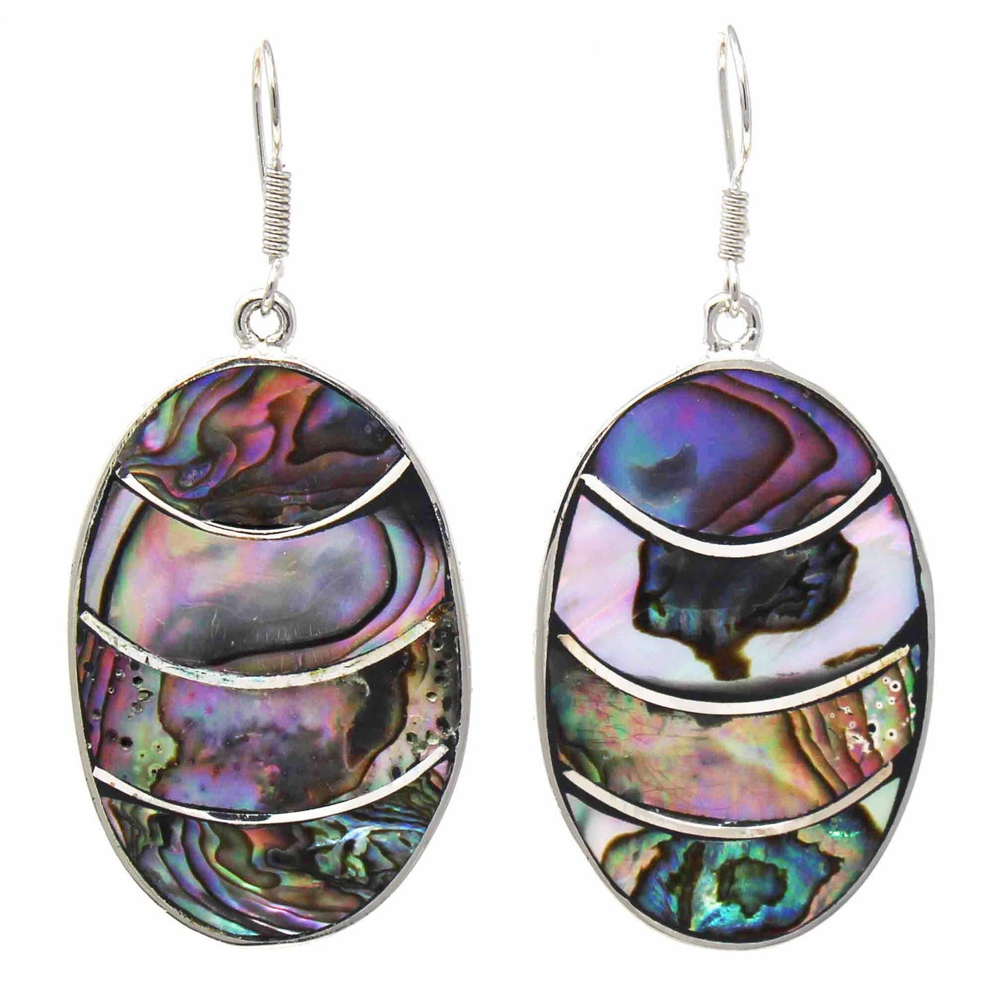 Banded Abalone Oval Earrings - Artisana - Flyclothing LLC