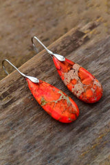 Handmade Teardrop Shape Natural Stone Dangle Earrings - Trendsi