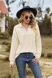 Collared Neck Cable-Knit Long Sleeve Blouse - Trendsi