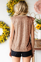 Sequin Round Neck Capped Sleeve Tank - Trendsi