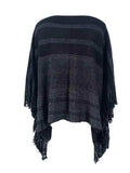 Striped Boat Neck Poncho with Fringes - Trendsi - Flyclothing LLC