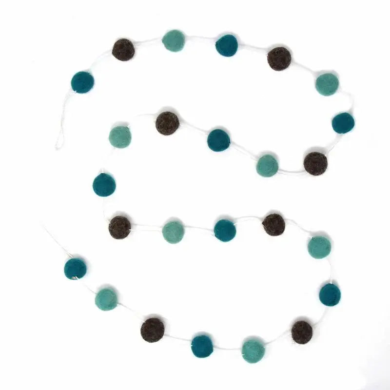 Hand Crafted Felt from Nepal: Pom Pom Garlands, Grey/Blue - Global Groove Direct - Flyclothing LLC