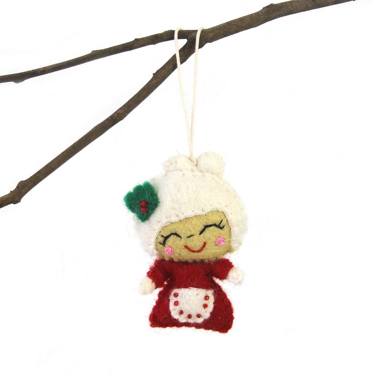 Hand Felted Christmas Ornament: Mrs. Claus - Global Groove (H) - Global Groove