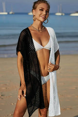 Two-Tone Side Slit Open Front Cover Up - Trendsi - Flyclothing LLC