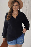 Plus Size Collared Neck Long Sleeve Sweater - Trendsi - Flyclothing LLC