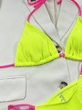 Ribbed Tie Back Bikini Set - Trendsi