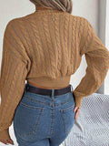 Twisted Cable-Knit V-Neck Sweater - Trendsi - Flyclothing LLC