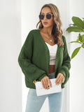 Open Front Ribbed Trim Cardigan - Trendsi