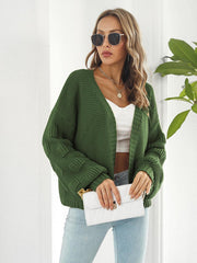 Open Front Ribbed Trim Cardigan - Trendsi